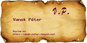 Vanek Péter névjegykártya